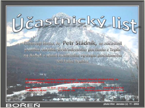 Účastnický list